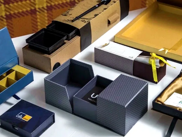 Corporate client gift packaging with rigid boxes